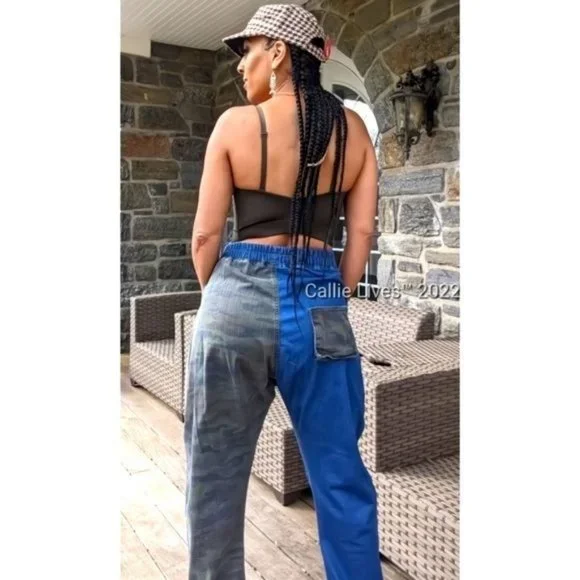 Callie Trifecta: Mixed Denim Khaki Camo Cargo Harem Jeans - Picture 6 of 17